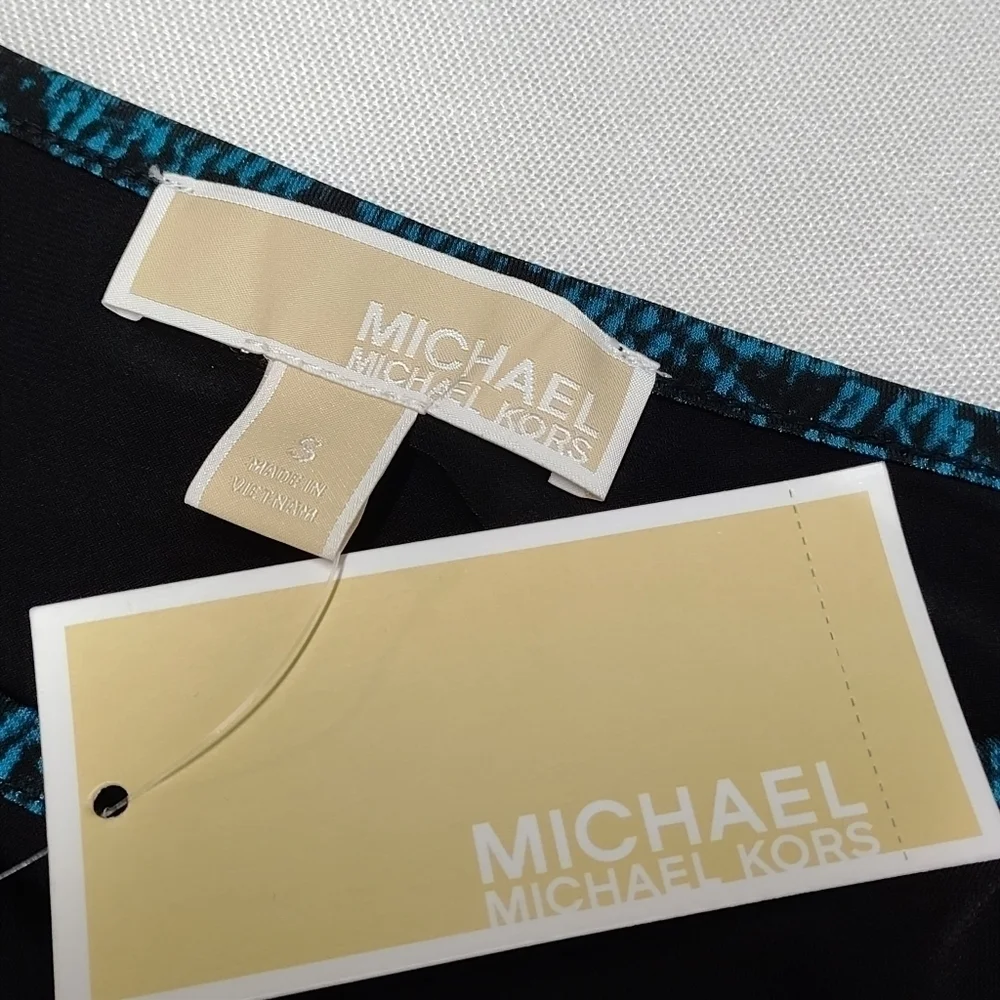 Michael Kors Women's Flare Cuff And Hem Black Stretch Dress Size S NWT